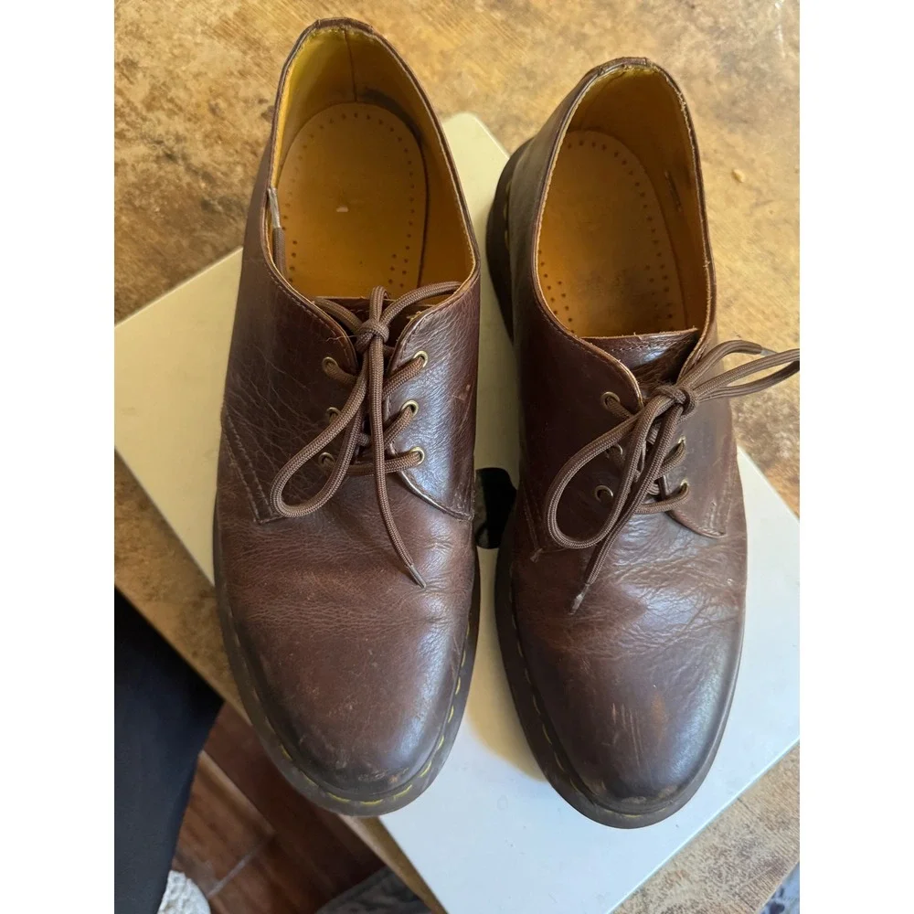 Dr. Martens 1461 DM080 Size 12 Brown Leather 3-Eye Oxford Shoes Grunge Academic
